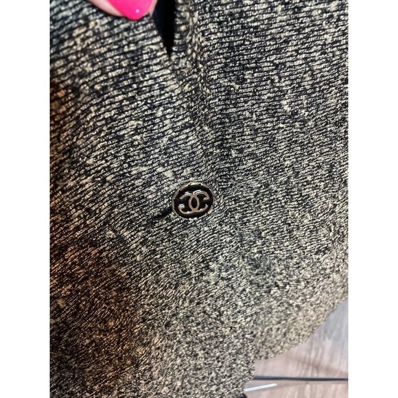 Hand Sewn Black Brown Textured Tweed Single Button Blazer Sz 12 - Picture 5 of 10